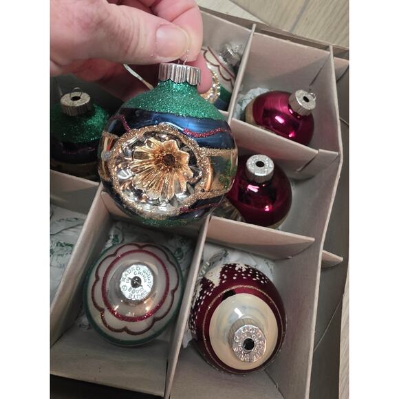 Christopher Radko Shiny Brite 8 Christmas Ornaments Mixed Frosted Reflector Read - Picture 10 of 13